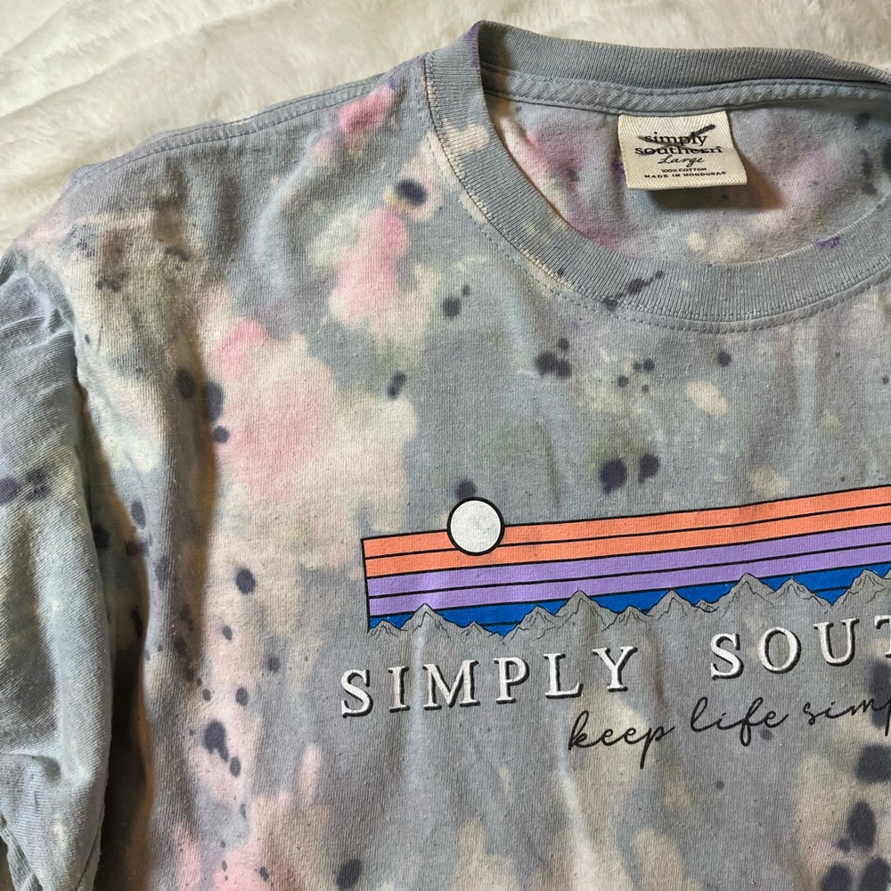 Simply Southern L Goldendoodle Bleach Dye Grunge Camping Long Sleeve Fall Tee - Picture 10 of 10